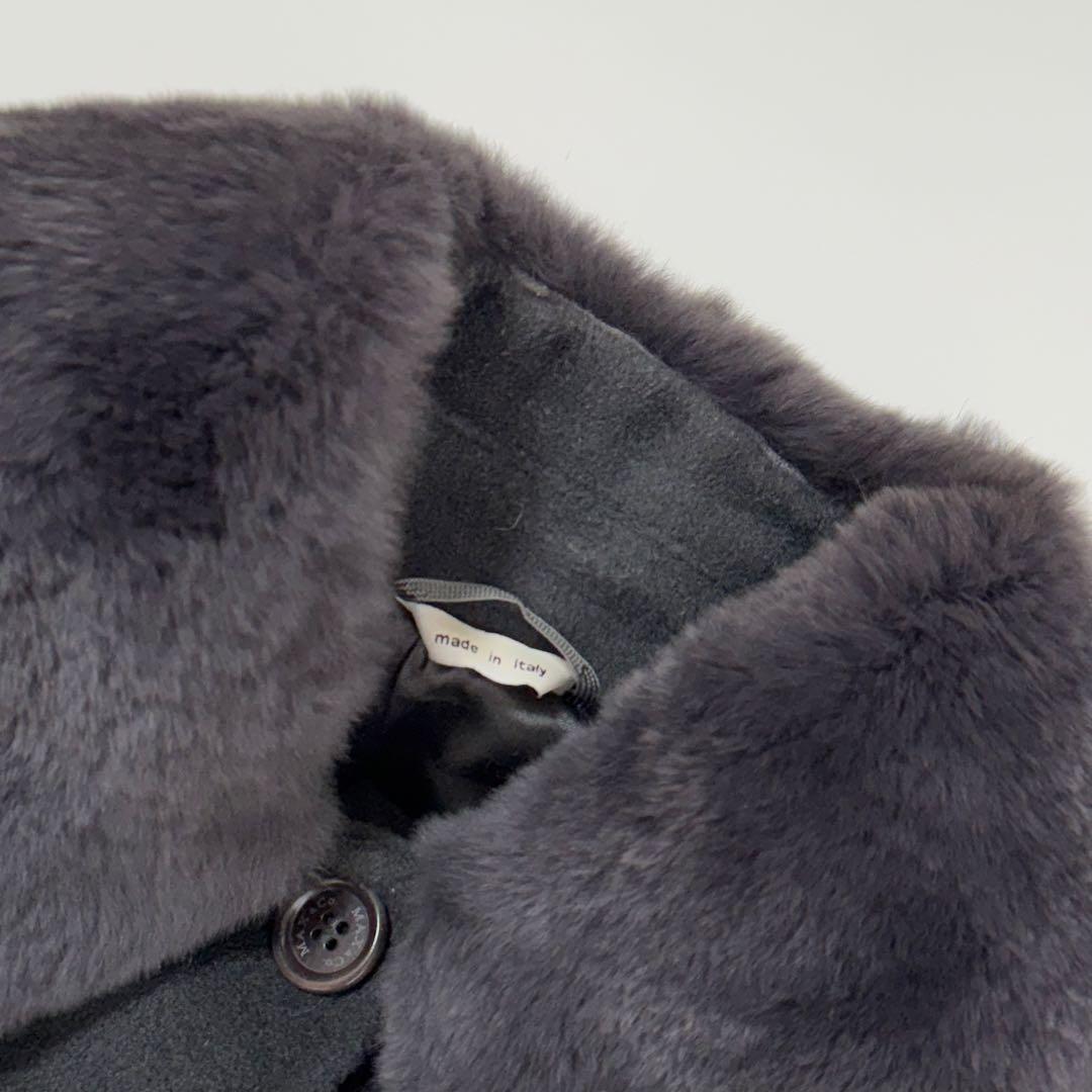 マックスマーラ ファー襟付き ウールカシミヤ ロングコート XL イタリア製