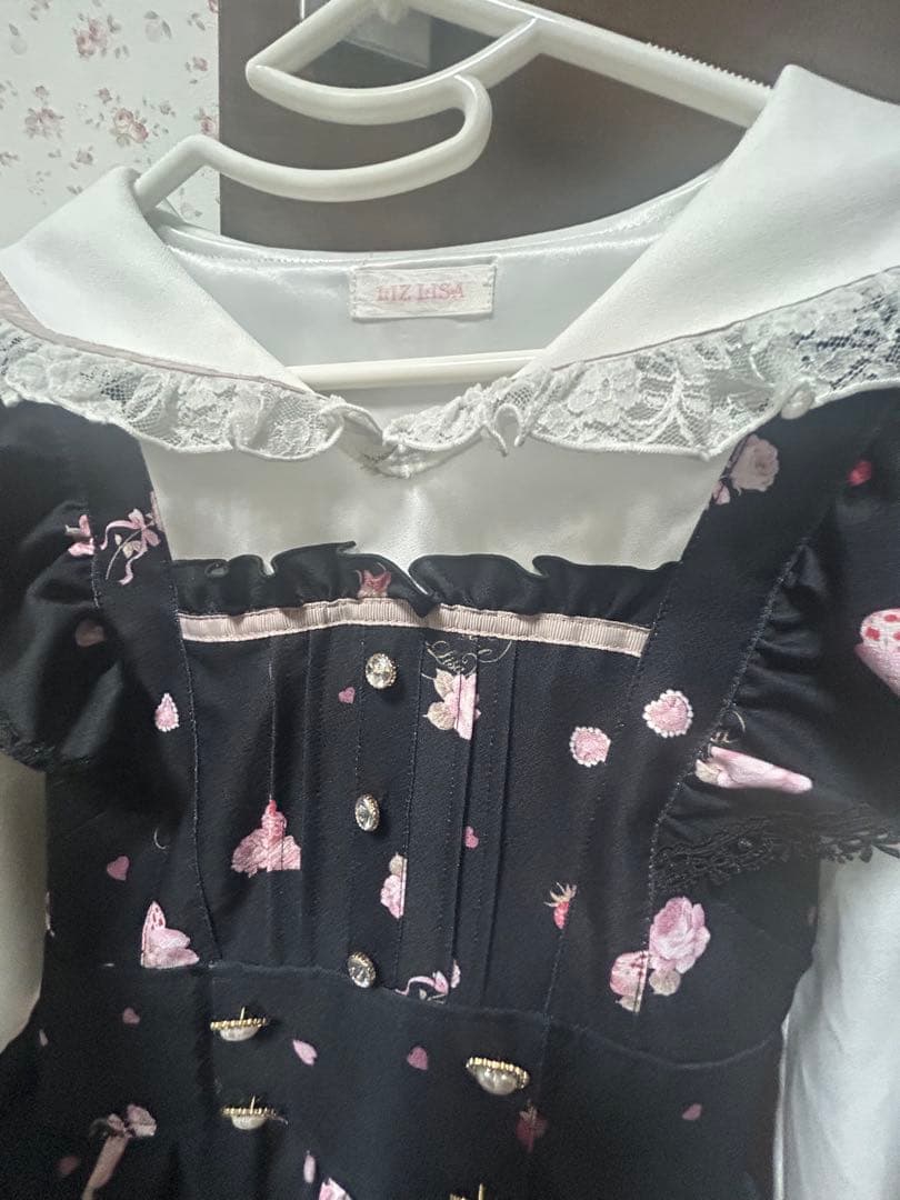 【LIZLISA】アフタヌンティー柄 黒