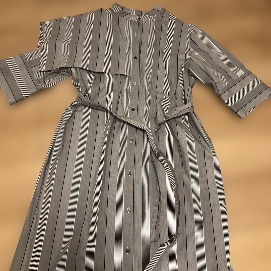 最終値下げADORE ストライプ ロングシャツワンピース38
