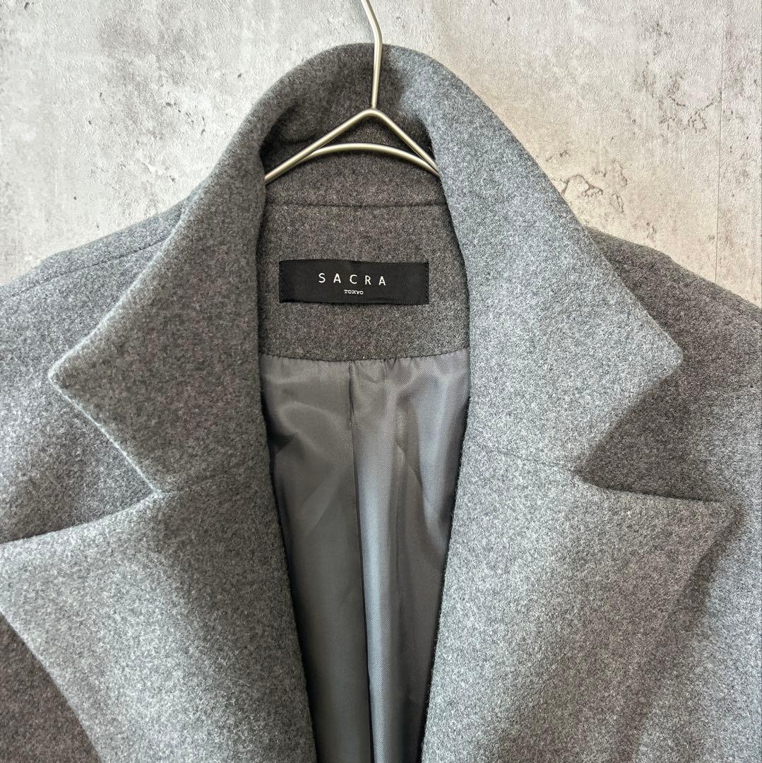 【美品】SACRA サクラ ウールコート グレー ロングコート 日本製 38