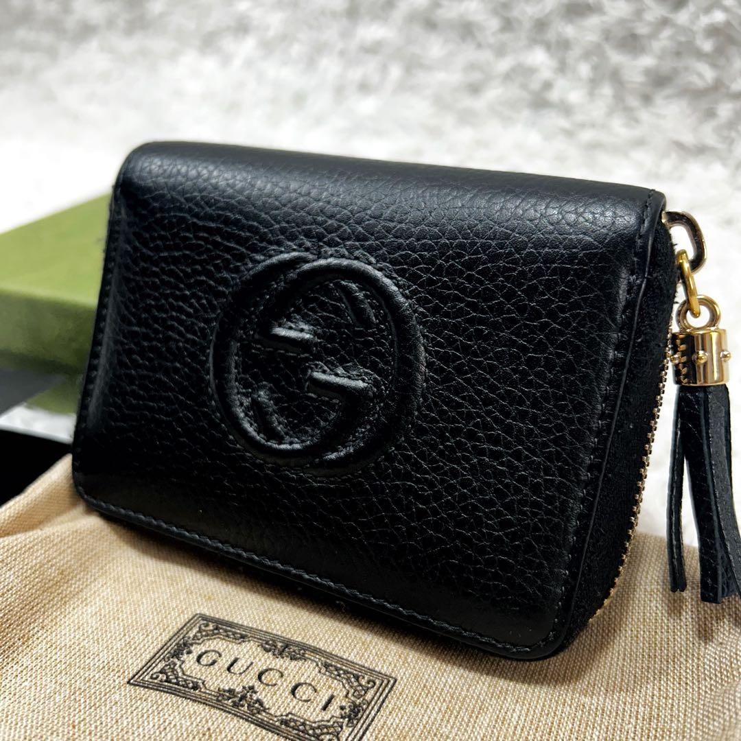 正規品 美品✨GUCCI グッチ　GGソーホー　レザー　コンパクトウォレット　黒