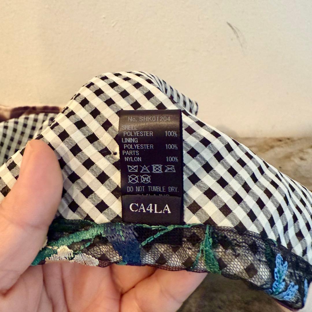 ネコレーヌ CA4LA 花柄チェック バブーシュカ