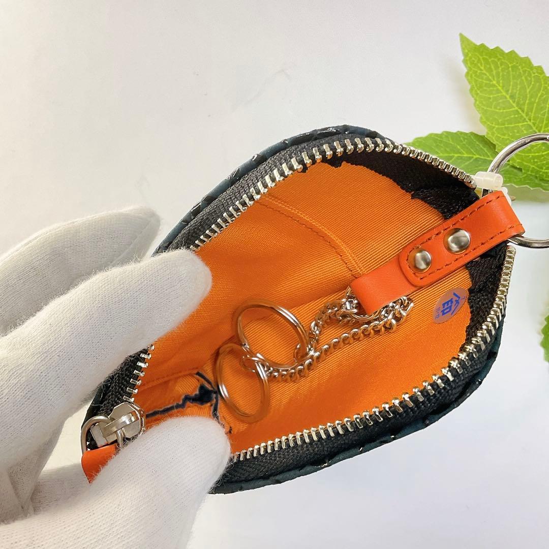 甲州印伝 キーケース【HISOCA】緑×黒漆 鹿革 印傳屋 七宝繋お洒落 新品