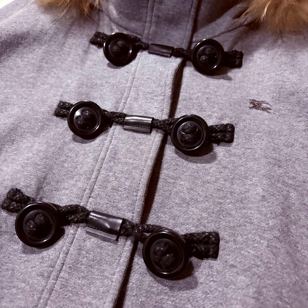 BURBERRY BLUE LABEL ポンチョ ノバチェック ファー 裏起毛
