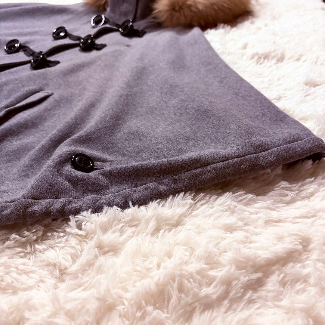 BURBERRY BLUE LABEL ポンチョ ノバチェック ファー 裏起毛