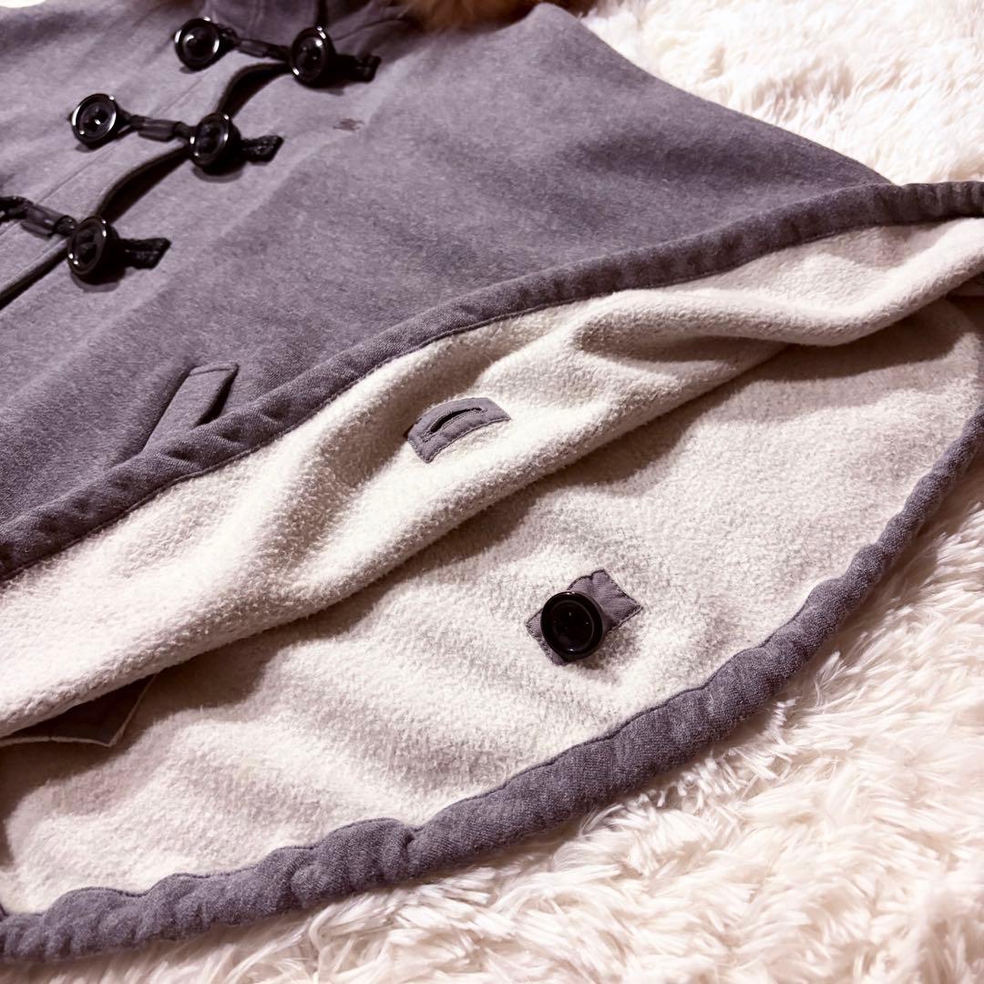 BURBERRY BLUE LABEL ポンチョ ノバチェック ファー 裏起毛