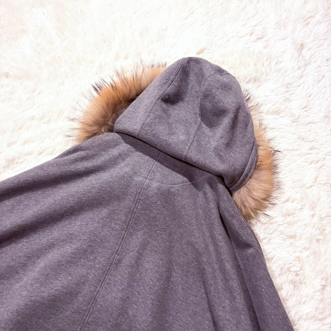 BURBERRY BLUE LABEL ポンチョ ノバチェック ファー 裏起毛