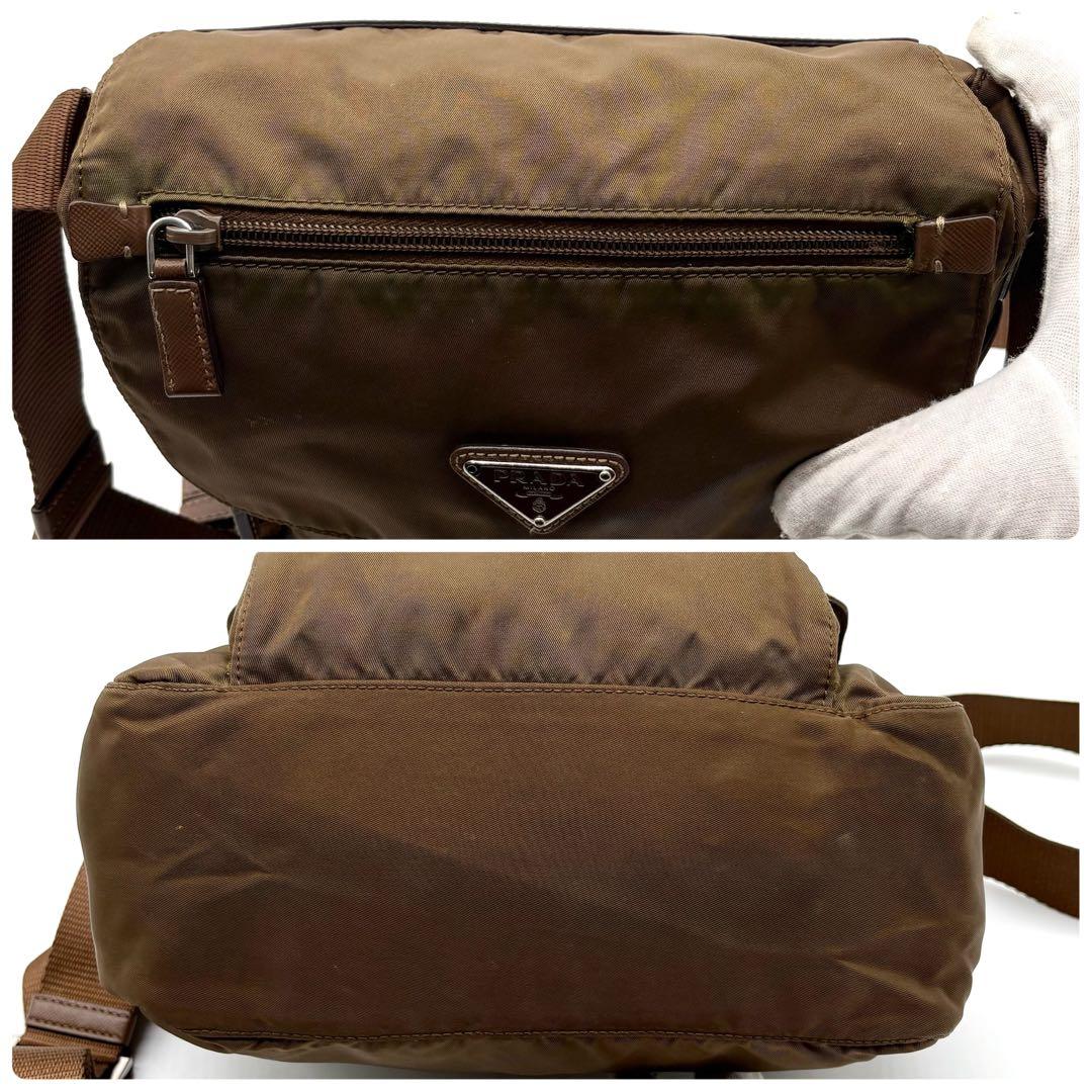 【極美品】プラダ ショルダーバッグ 近年モデル ナイロン サフィアーノ カーキ