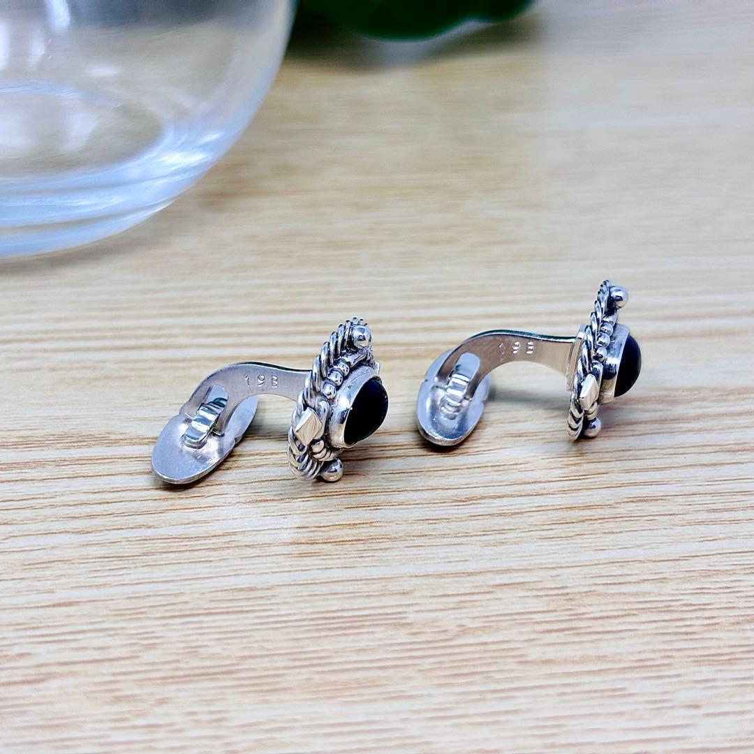   19B オニキス シルバー　カフス　925S