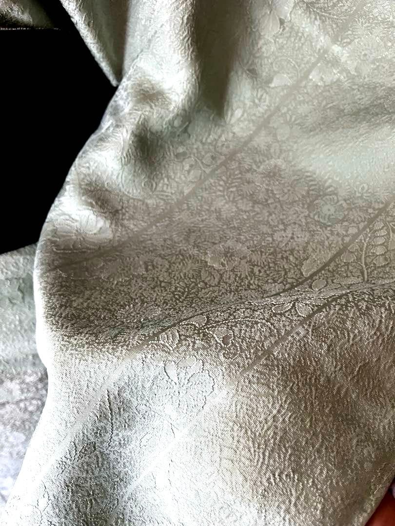 ★専用★【色無地】辻が花地紋 薄萌葱色 膨れ織　縫取のような立体感　しつけ付き