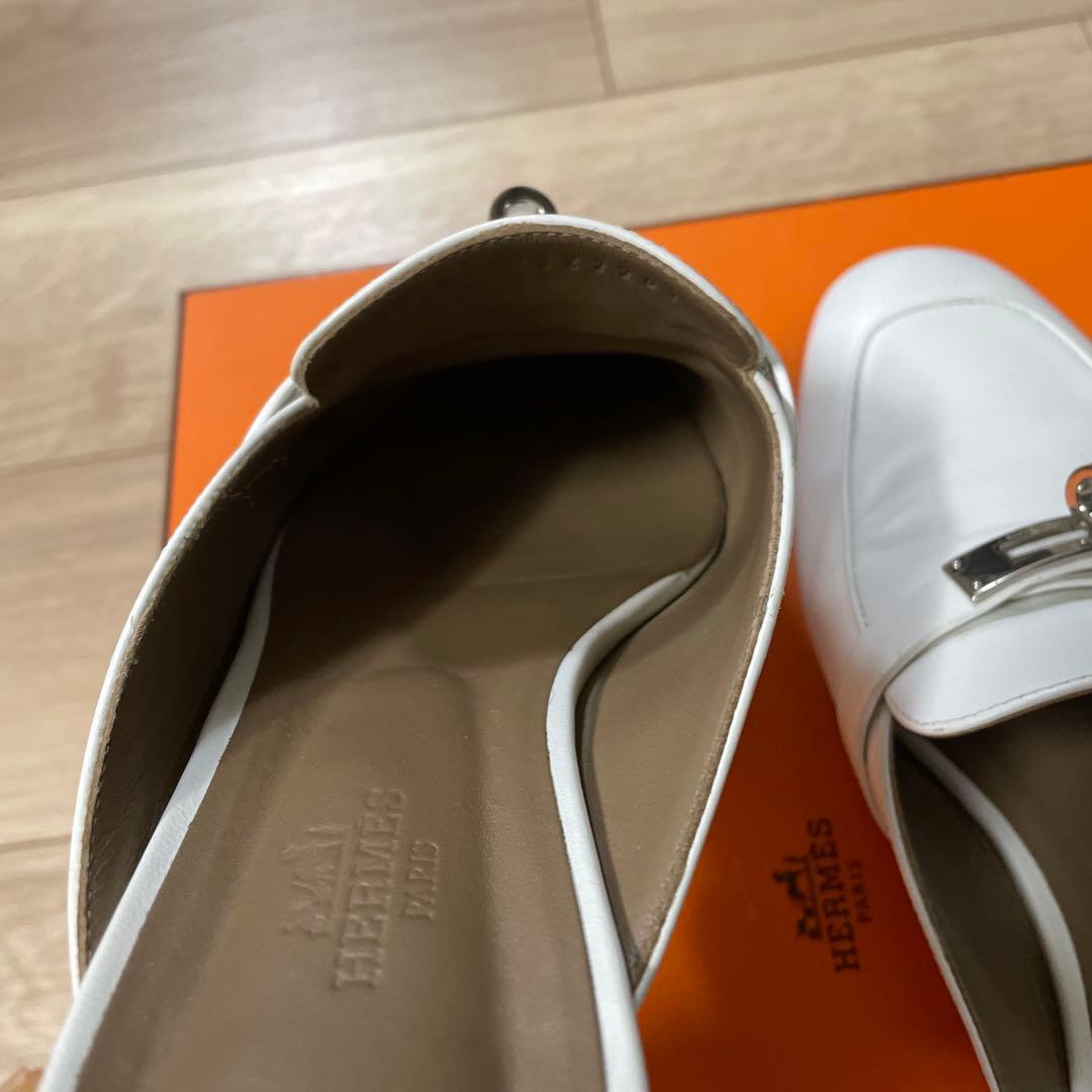 HERMES ホワイトレザー　38