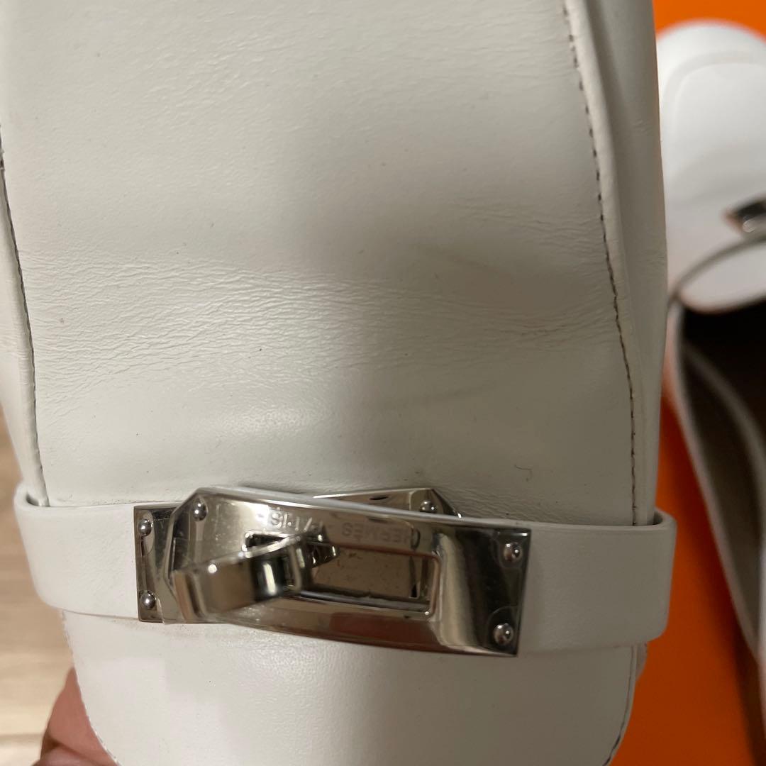 HERMES ホワイトレザー　38