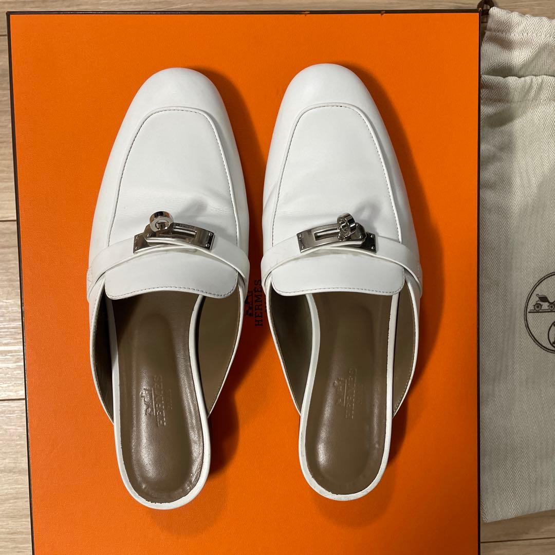 HERMES ホワイトレザー　38