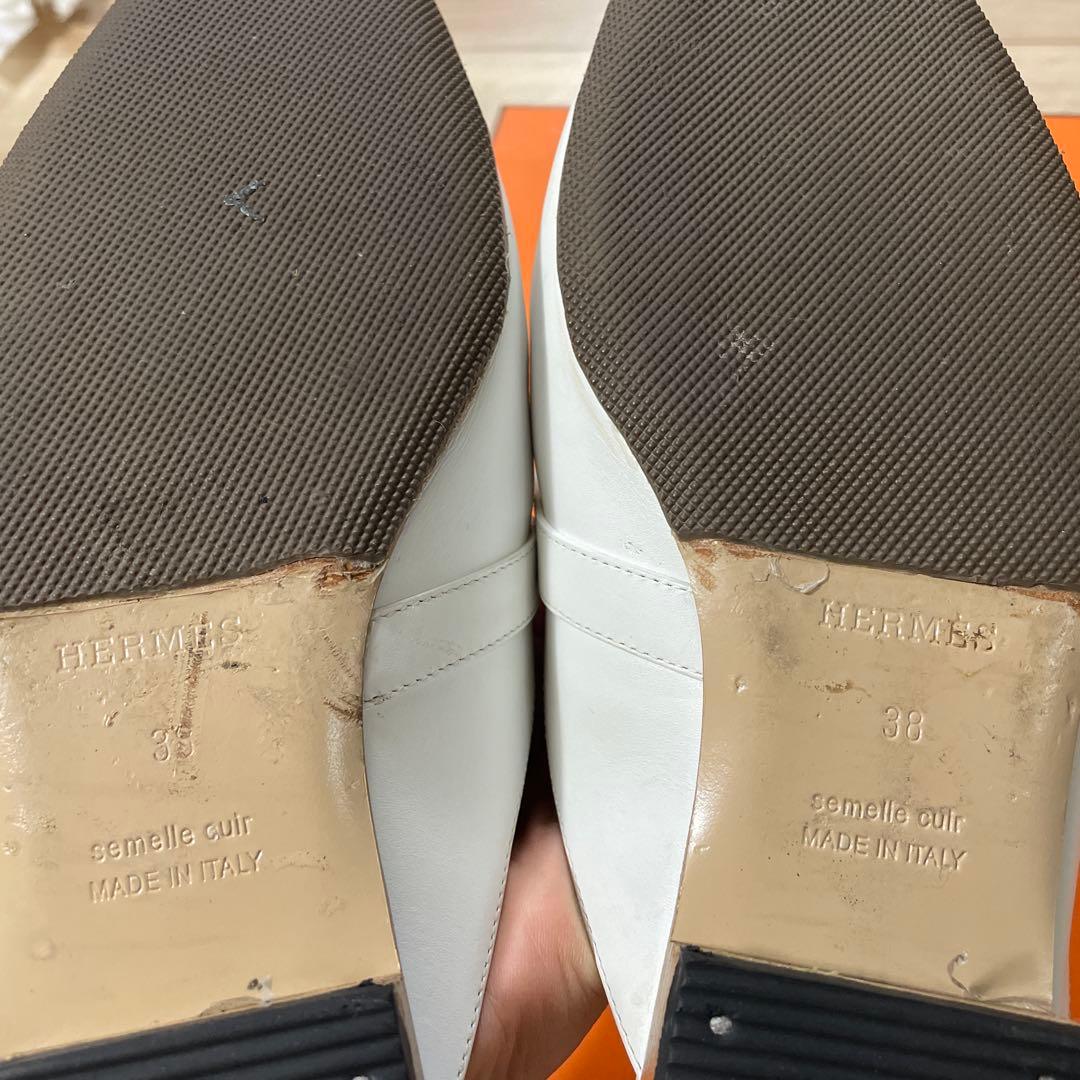 HERMES ホワイトレザー　38