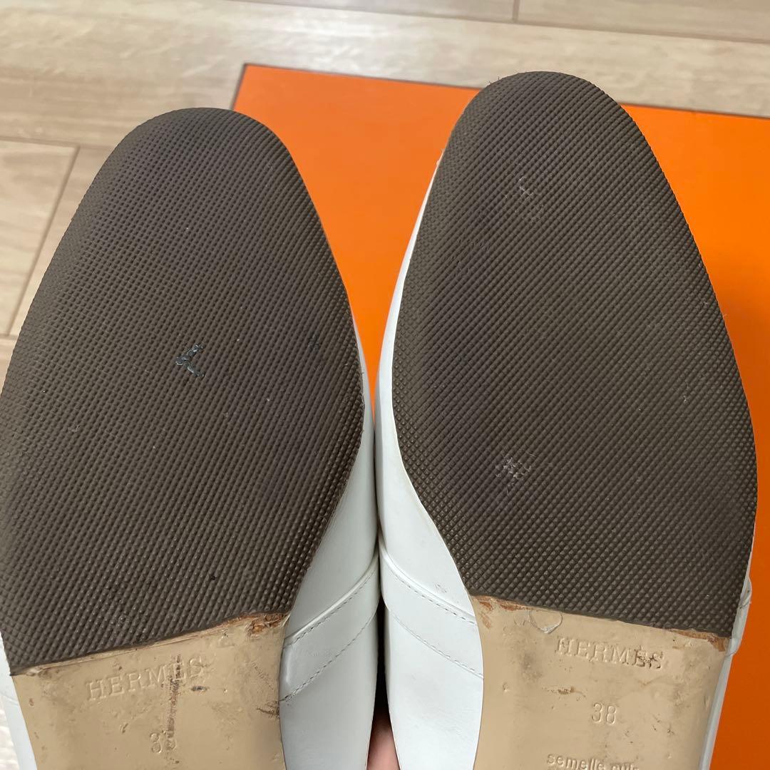 HERMES ホワイトレザー　38