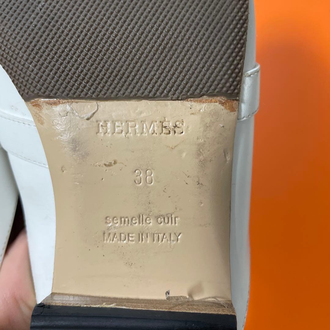 HERMES ホワイトレザー　38