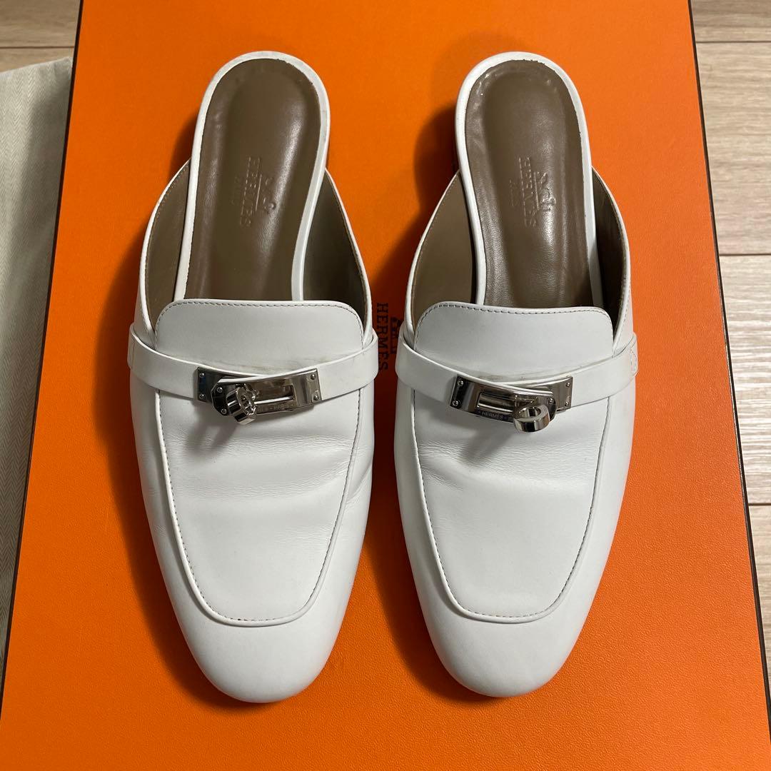 HERMES ホワイトレザー　38