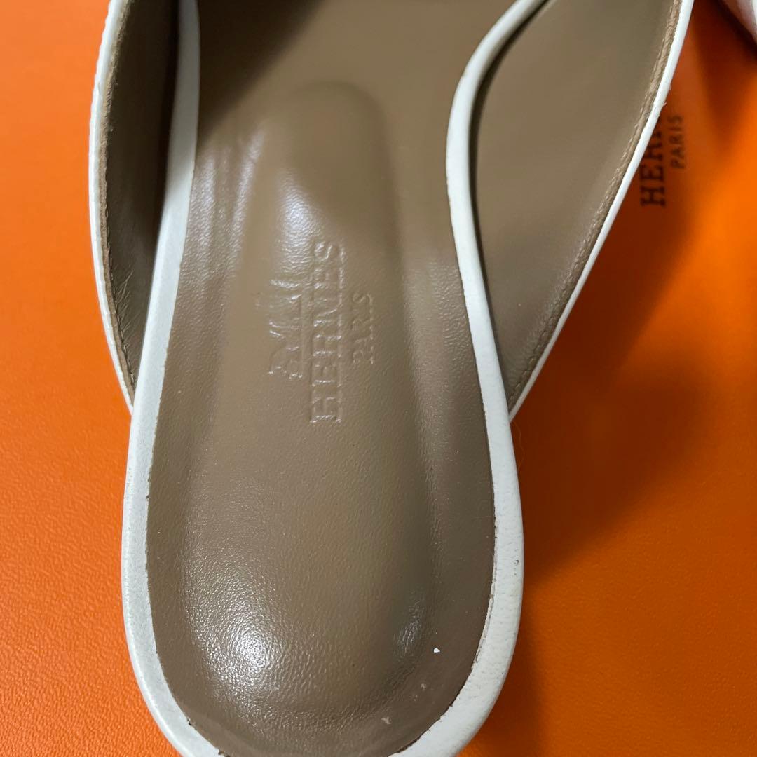 HERMES ホワイトレザー　38