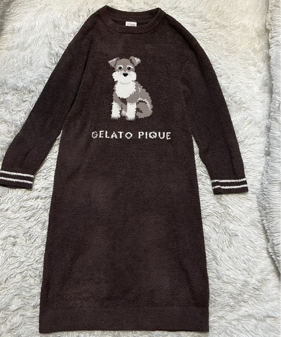 美品 ジェラートピケ　ルームウェア　ワンピース　シュナウザー　完売品 F