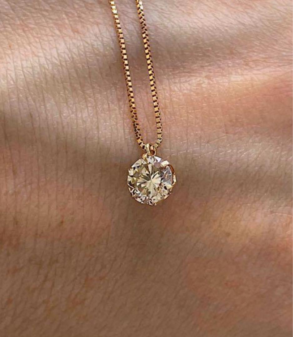 大粒！0.87ct k18PG天然ダイヤモンドネックレス　保証書あり