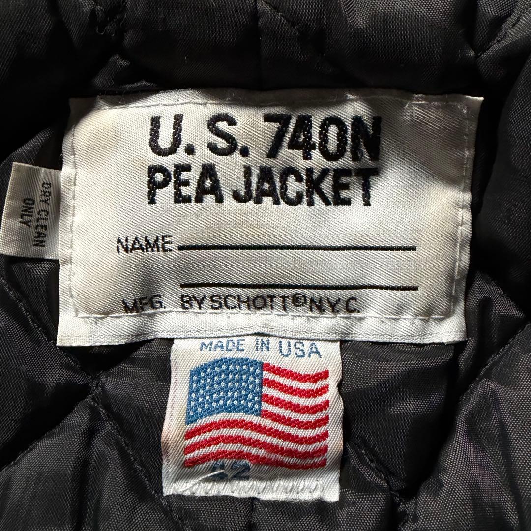 美品/42サイズ■schott ピーコート　ブラック　キルティング　USA製