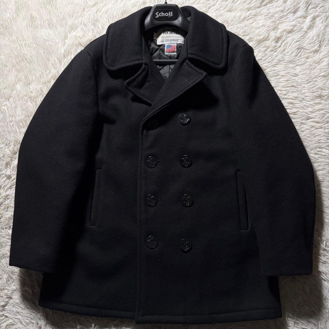 美品/42サイズ■schott ピーコート　ブラック　キルティング　USA製