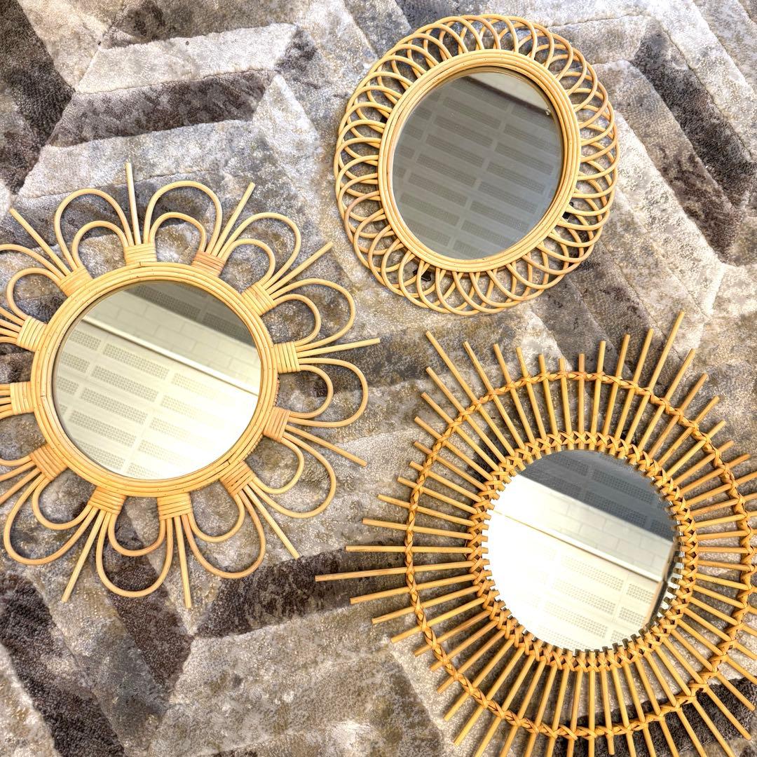 早いもの勝ち！アデペシュ　rotta rattan mirror 3個セット