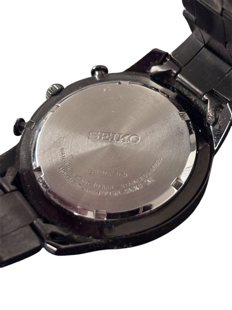 美品 SEIKO セイコー クロノグラフ 7T92 ブラック文字盤 メンズ