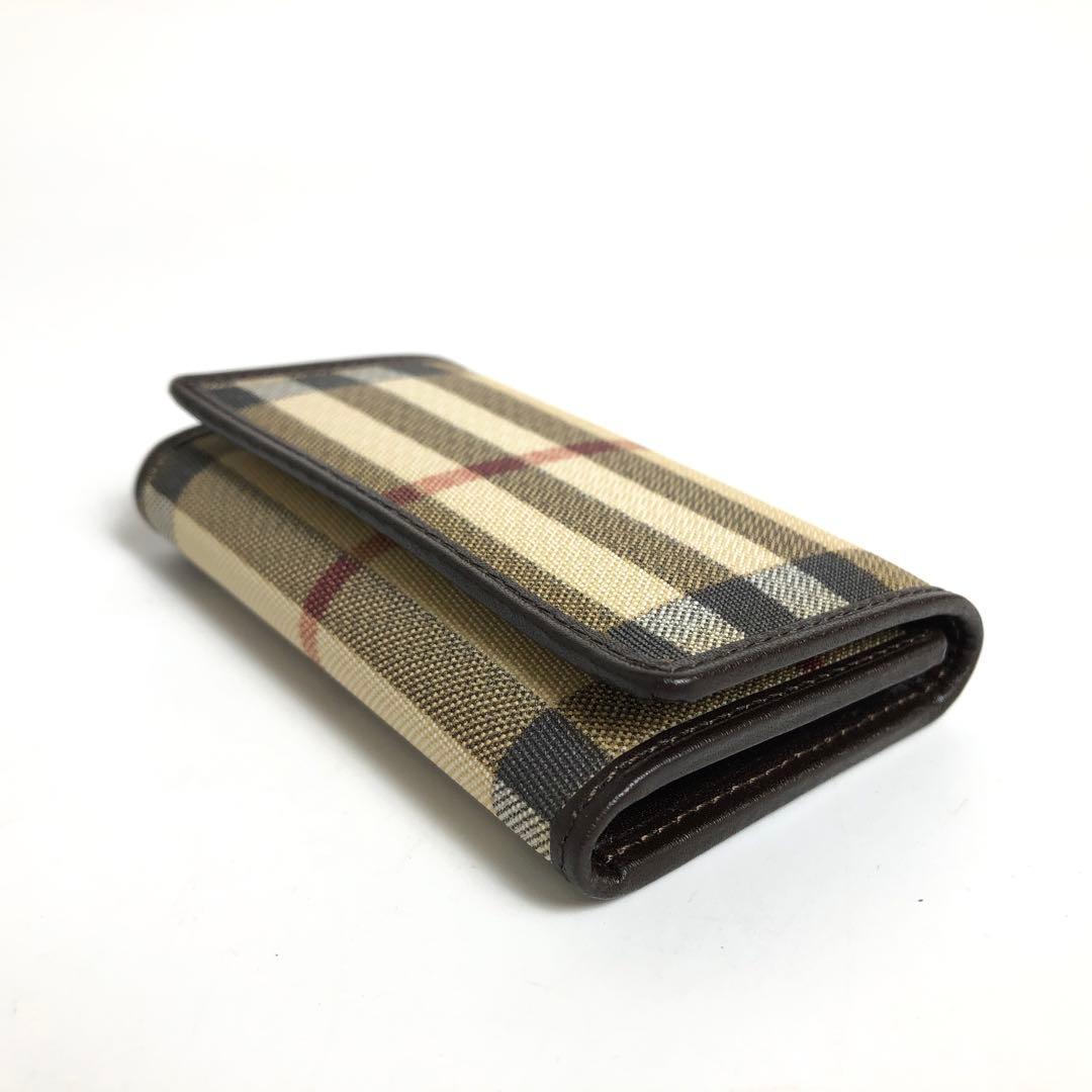 未使用保管品★1E358 バーバリー キーケース 6連 ノバチェック柄 ブラウン