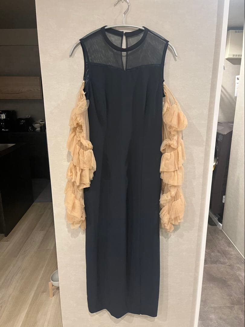 【美品】ANDRESD detached sleeve dress ネイビー s