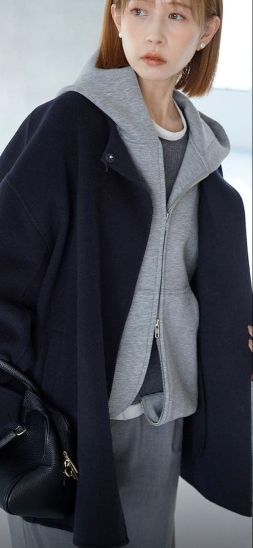 SLOBE IENA HAMILTON ダブルフェイス ウールコート ネイビー