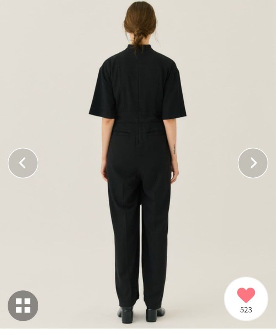 【美品】CLANE クラネ スタンドカラールーズオールインワン ブラック1