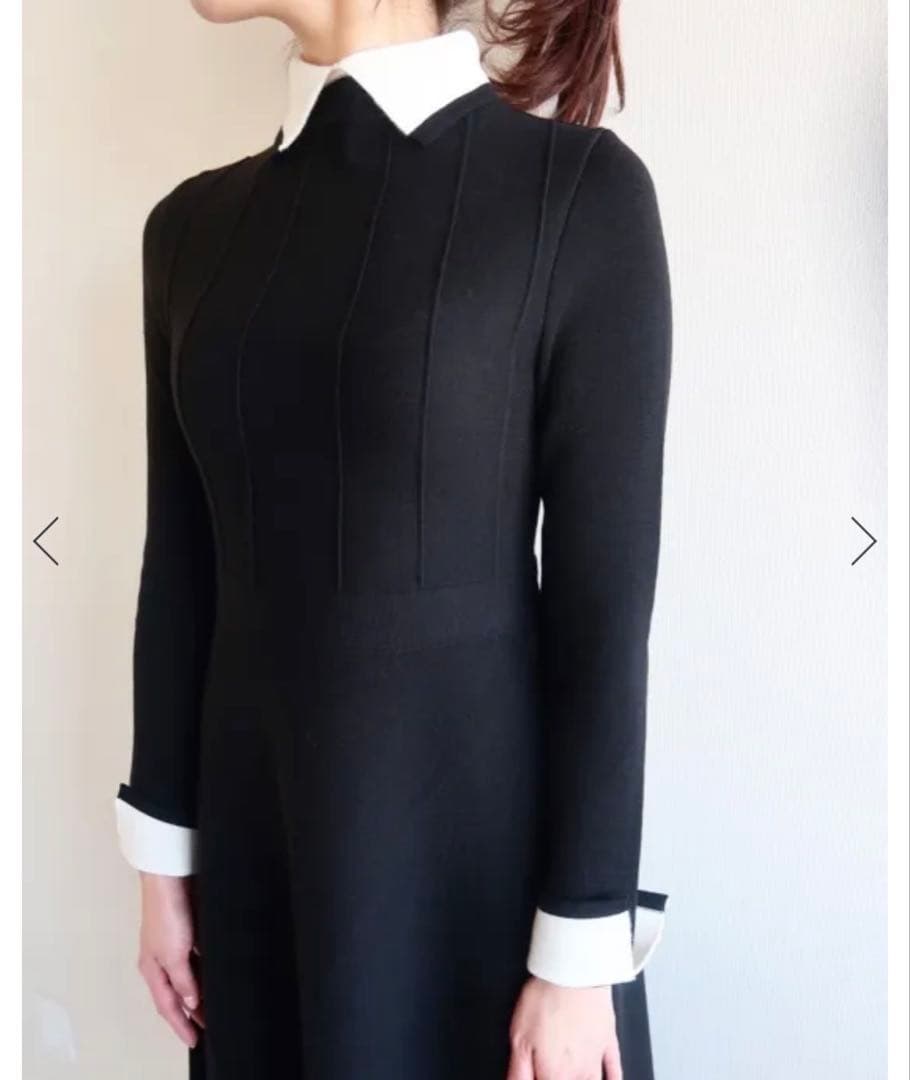 SEVENTEN 襟付きニットワンピース M ブラック セブンテン 川人未帆