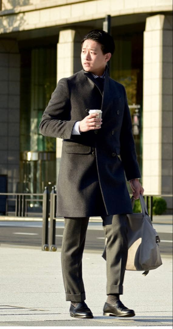 イタリアンウール カシミア混 ダブルコート