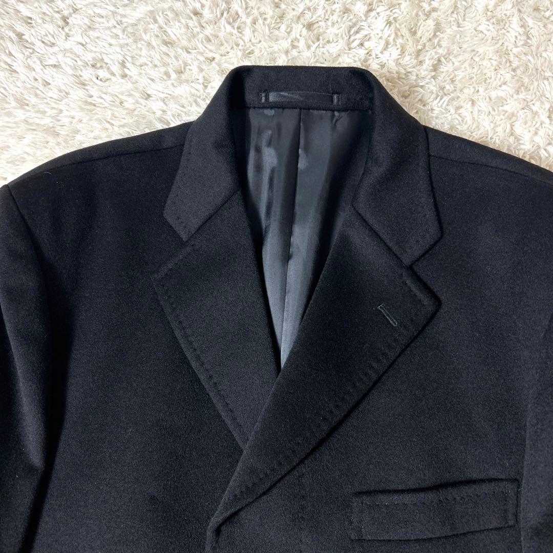 【未使用品】カシミヤ100% ロングチェスターコート ブラック 比翼 Mサイズ