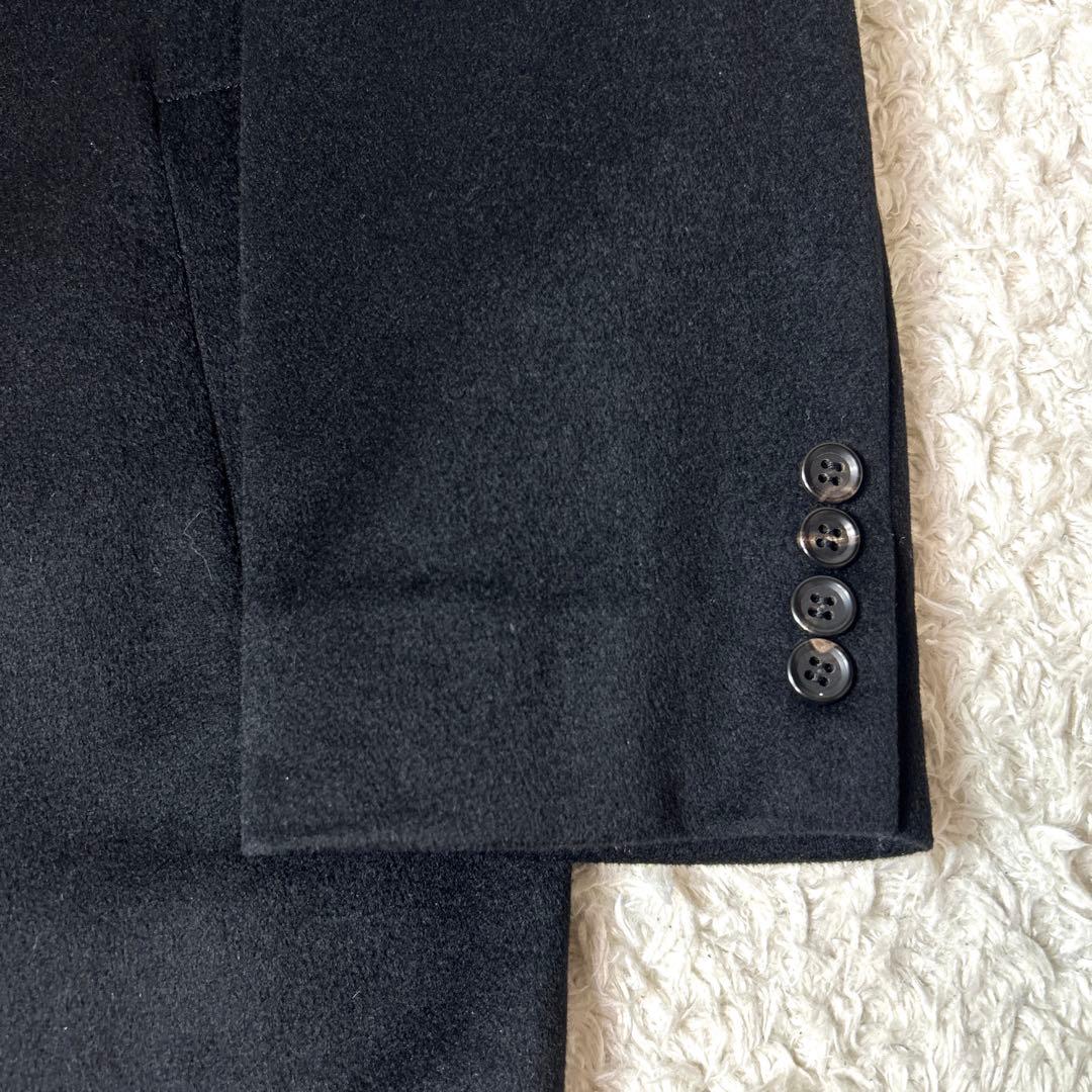 【未使用品】カシミヤ100% ロングチェスターコート ブラック 比翼 Mサイズ