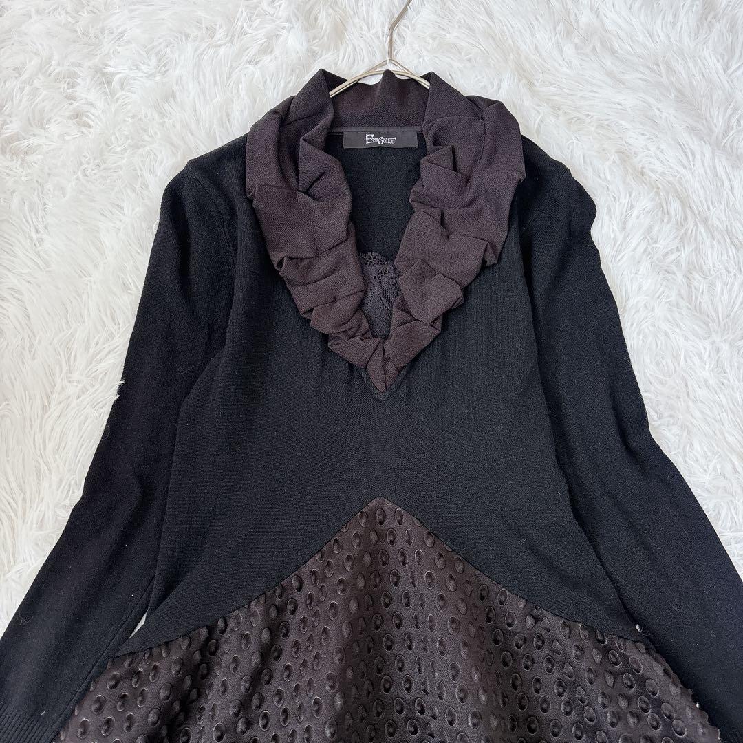 Esensation エイココンドウ 異素材ドッキングワンピース ポコポコ素材