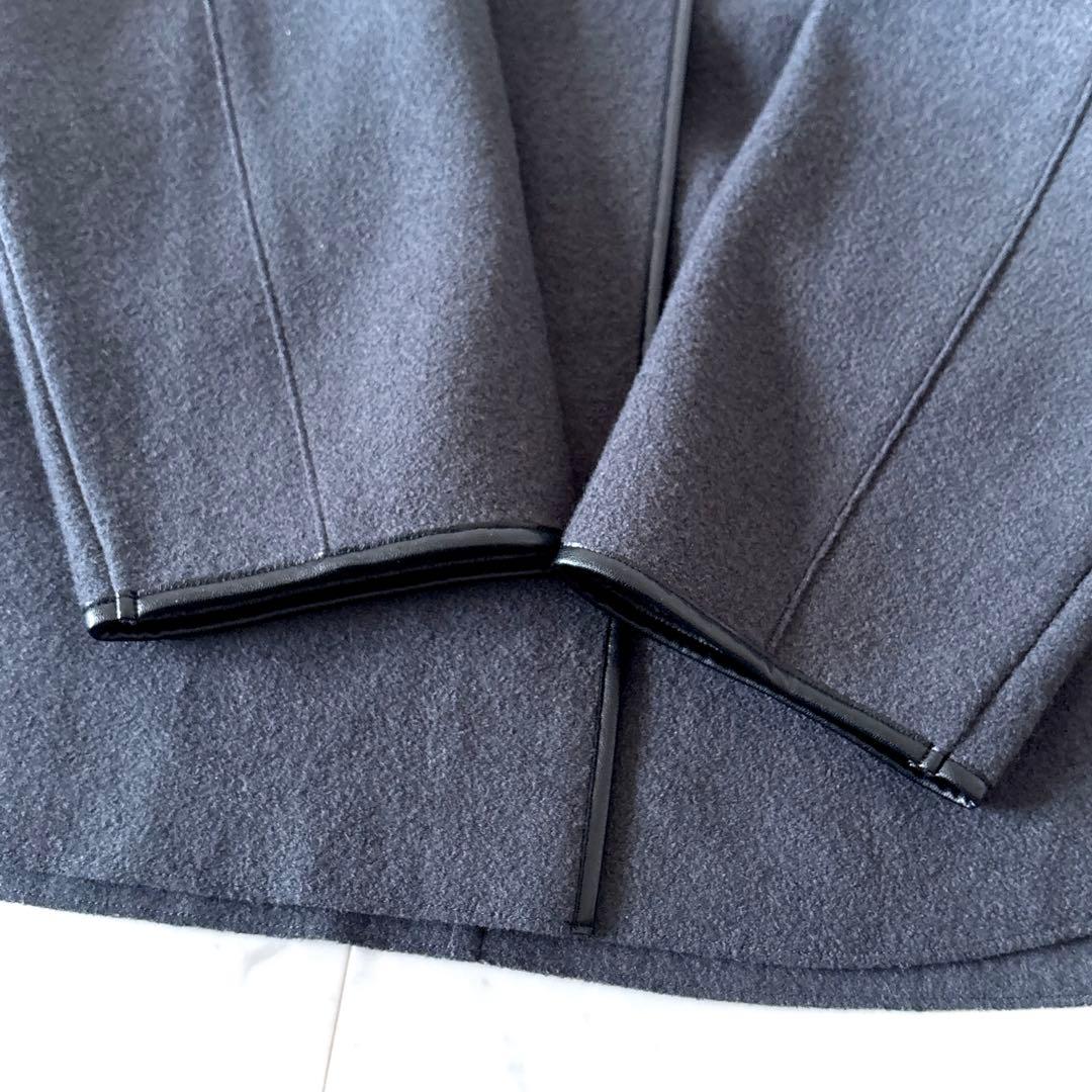 美品 23区 コンプレストパイル ショートアウター ウール ケープ 大きいサイズ