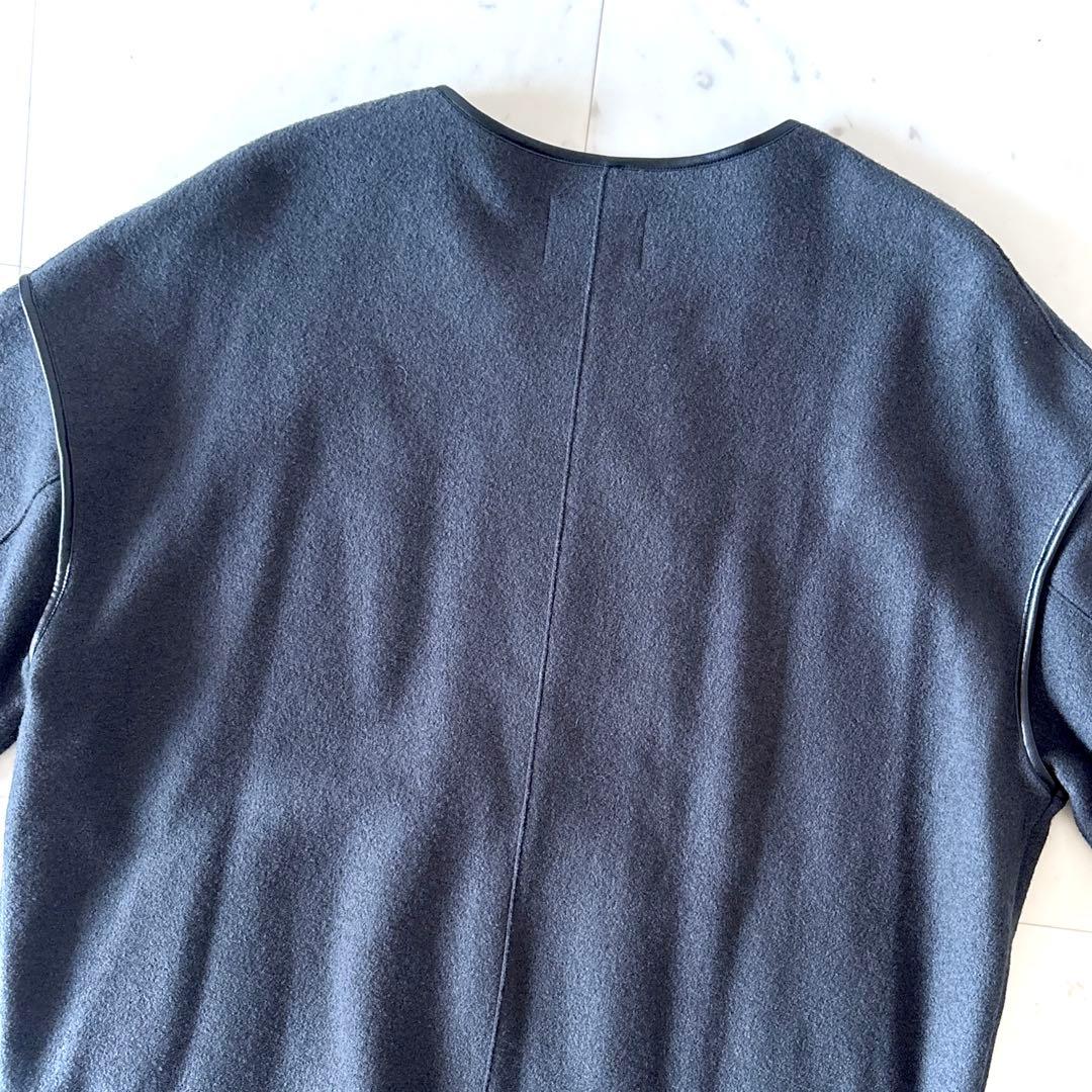 美品 23区 コンプレストパイル ショートアウター ウール ケープ 大きいサイズ