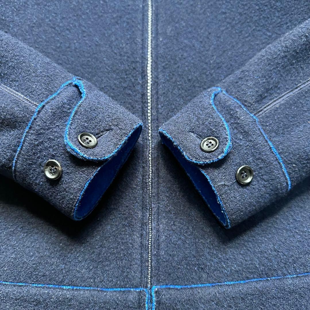 現行タグ✨45R 縮絨ウールジャケット ダブルジップアップブルゾン 秋冬 紺 2