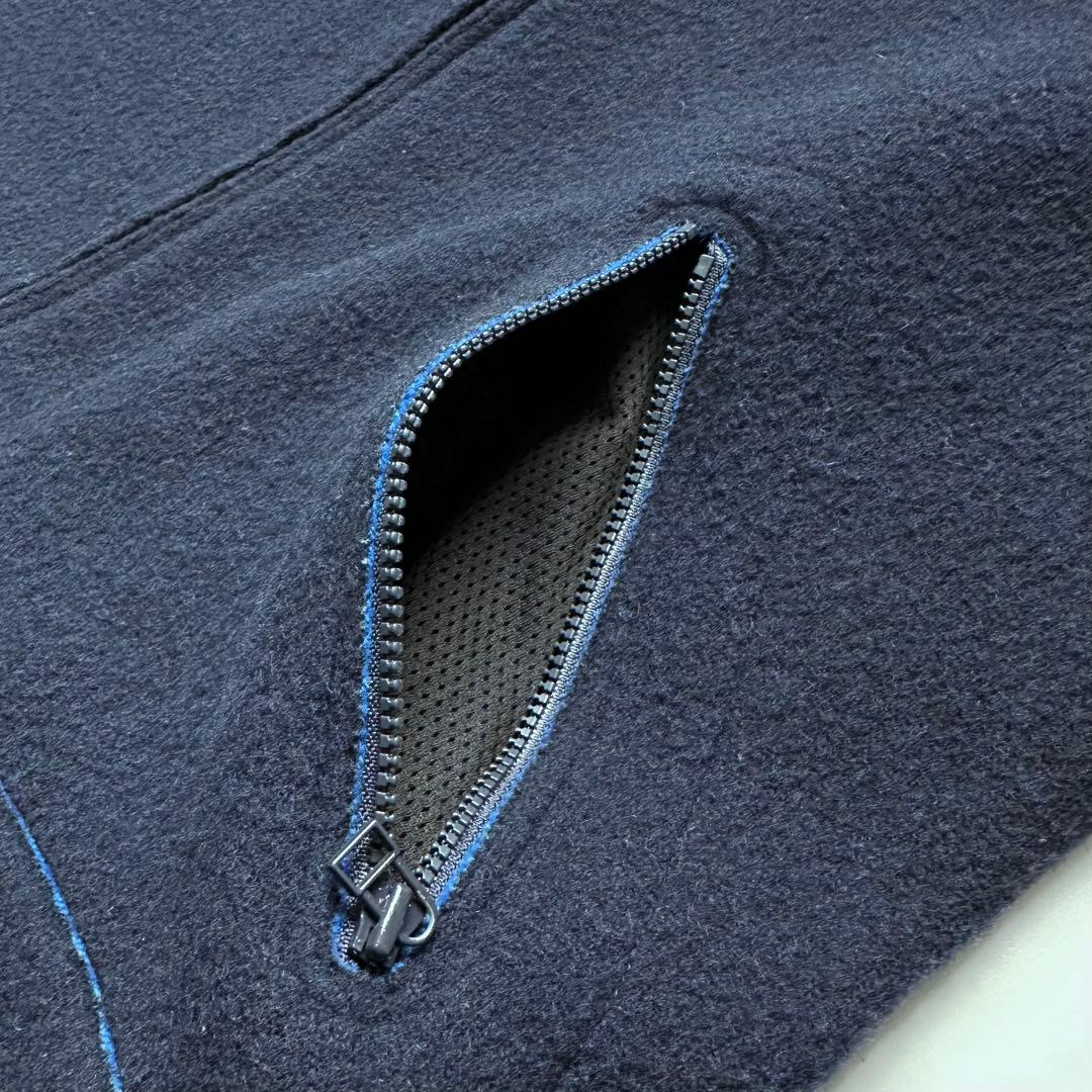 現行タグ✨45R 縮絨ウールジャケット ダブルジップアップブルゾン 秋冬 紺 2