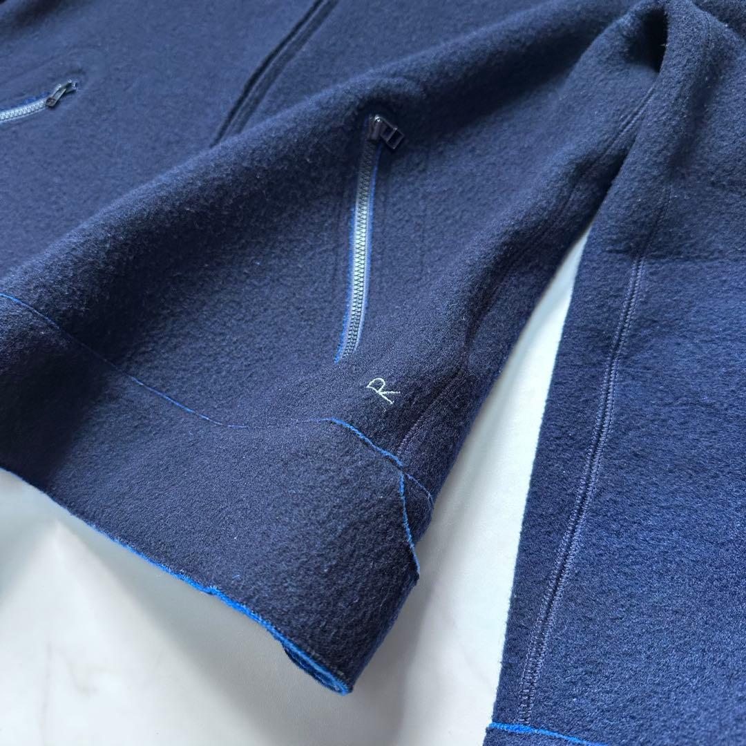 現行タグ✨45R 縮絨ウールジャケット ダブルジップアップブルゾン 秋冬 紺 2