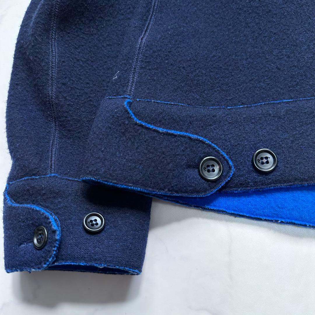 現行タグ✨45R 縮絨ウールジャケット ダブルジップアップブルゾン 秋冬 紺 2