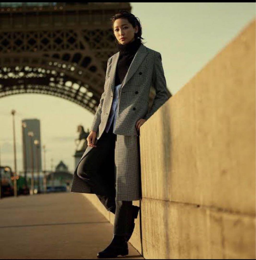 未使用級 23区 杏さん着用 2023 ガンクラブチェック ロング ジレ M