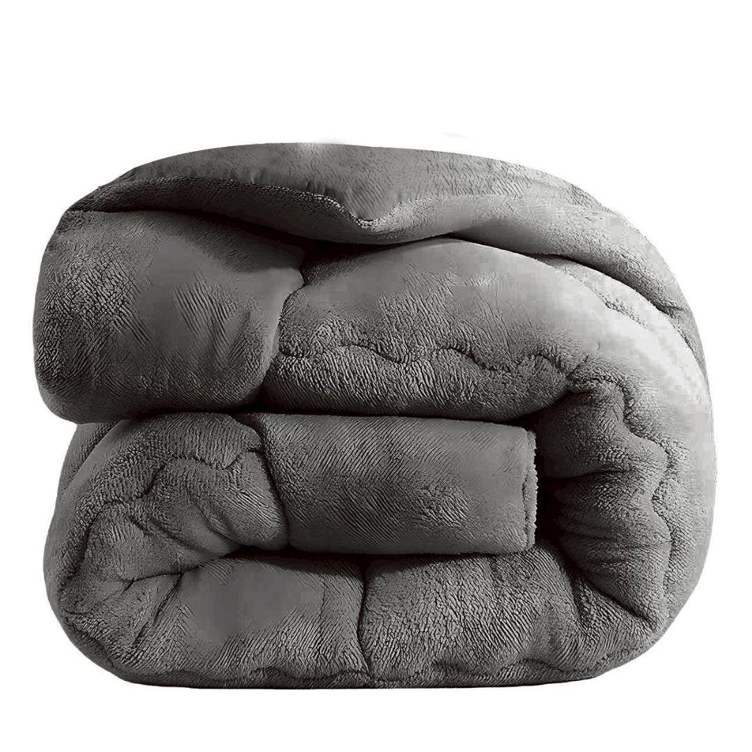 セミダブル２枚✨掛け布団 グレー 吸湿発熱 フランネル 防ダニ 洗濯可 暖かい