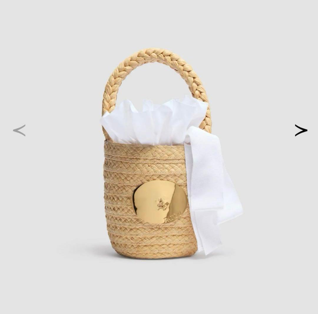 【美品】PATOU カゴバック 白 ラフィアバゲットバック