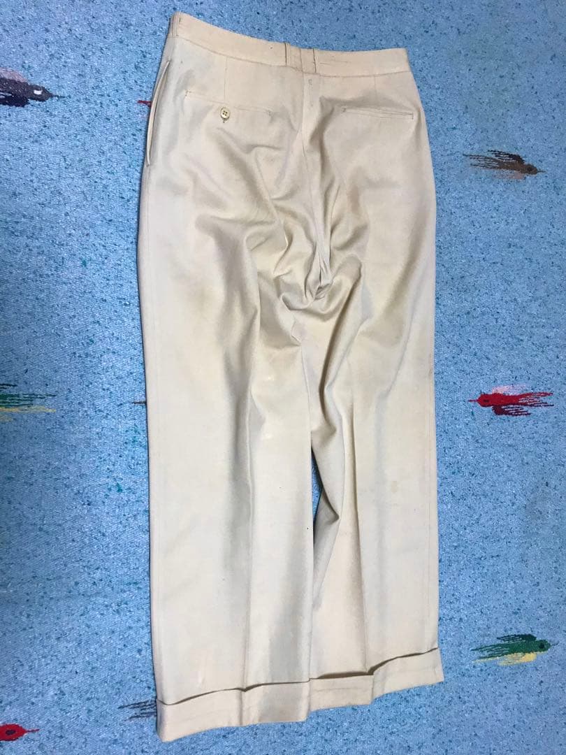 50s レーヨン ギャバジン スラックス レモンイエロー レア 2タック 着画有