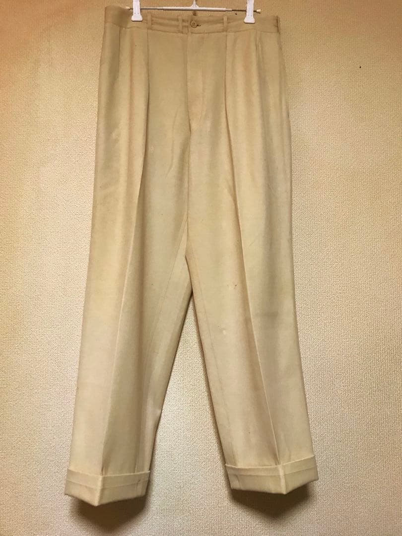 50s レーヨン ギャバジン スラックス レモンイエロー レア 2タック 着画有