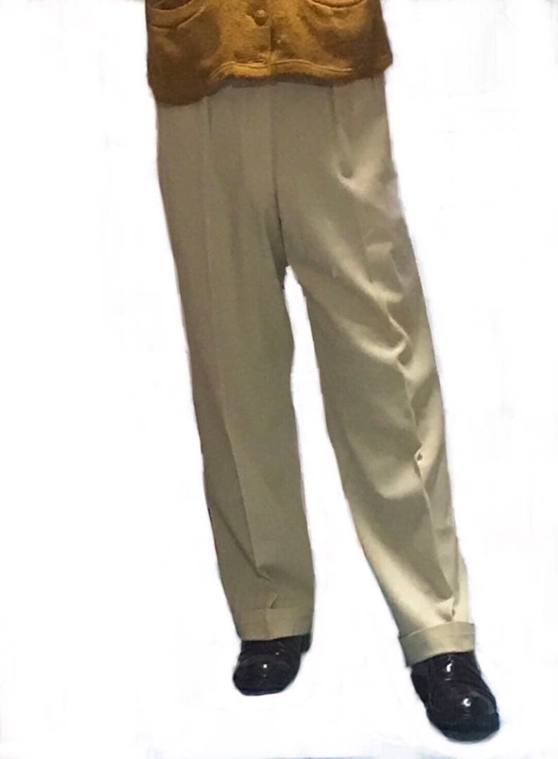 50s レーヨン ギャバジン スラックス レモンイエロー レア 2タック 着画有