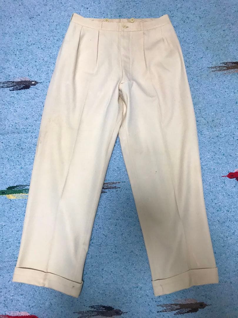 50s レーヨン ギャバジン スラックス レモンイエロー レア 2タック 着画有